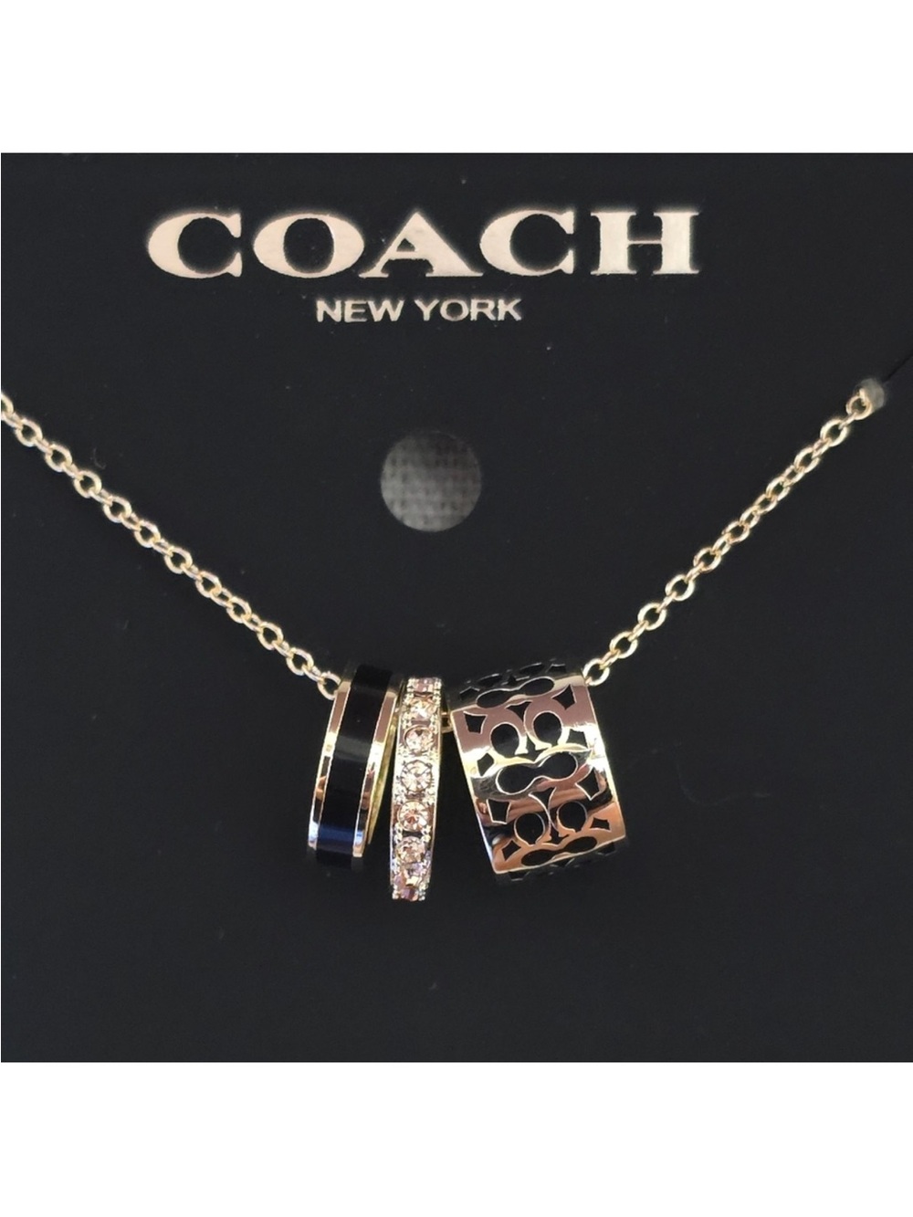 Coach Cream and Gold Charm
Necklace Set with Pouch • NEW WITH TAGS